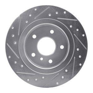Land Rover Range Rover Brake Rotor (1) - Rear Right - R1 Concepts - Drilled & Slotted - Silver - `94-`04